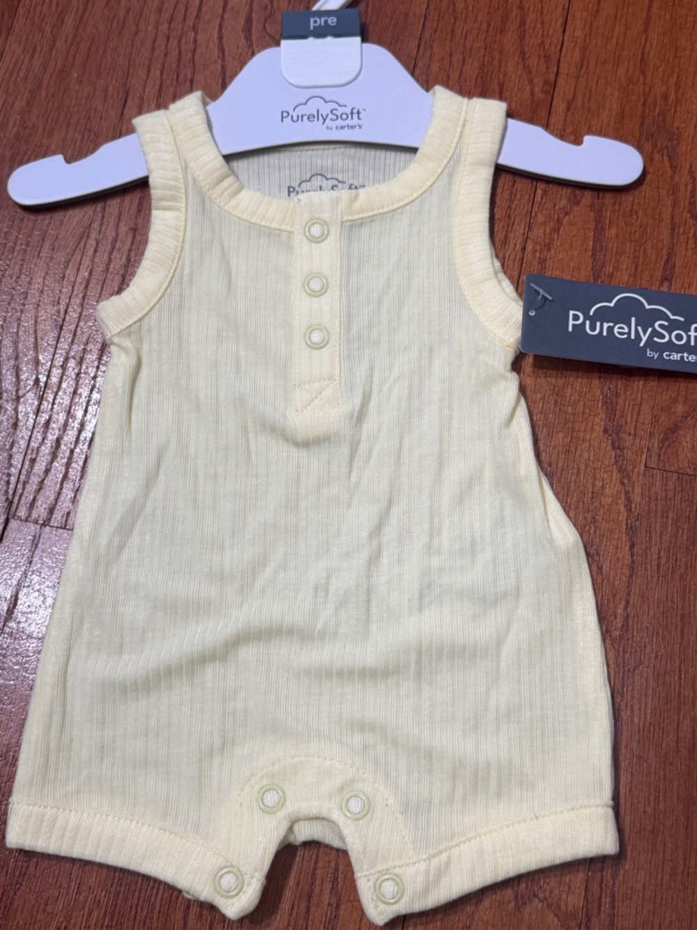 Carter’s PurelySoft Preemie Ribbed Romper Sleeveless Yellow Tank Shortie
